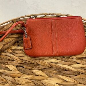 Coach Orange Leather Wristlet